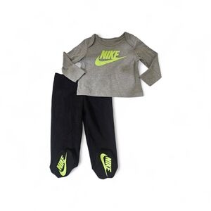Nike Infant Set Gray and Black with Neon Logo